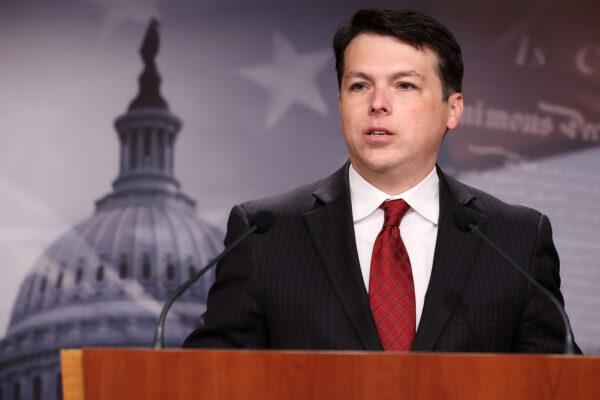 Rep. Brendan Boyle (D-Pa.) speaks during a news conference to announce legislation that would tax the net worth of America's wealthiest individuals at the U.S. Capitol on March 1, 2021, in Washington. (Chip Somodevilla/Getty Images)