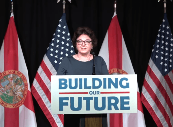 Kathleen Passidomo, Florida Senate Majority Leader, talks about the Live Local Act affordable housing bill in Naples, Fla. on March 29, 2023. (Courtesy of Gov. Ron DeSantis's Office)