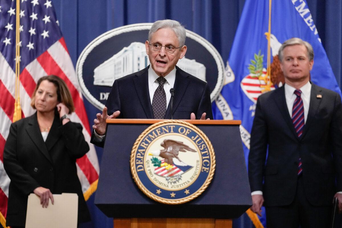 U.S. Attorney General Merrick Garland speaks during a news conference at the Department of Justice in Washington on Jan. 27, 2023. (Carolyn Kaster/AP Photo)