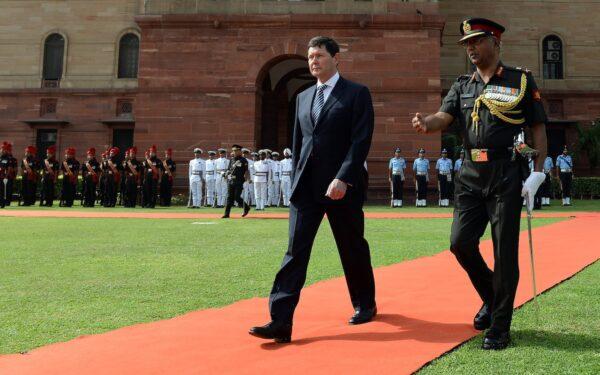 A file image of then Australian Defence Minister Kevin Andrews leaving after a guard of honor at India’s Defence Ministry in New Delhi on Sept. 2, 2015. Andrews was on an official three-day visit to India. (Prakash Singh/AFP via Getty Images)