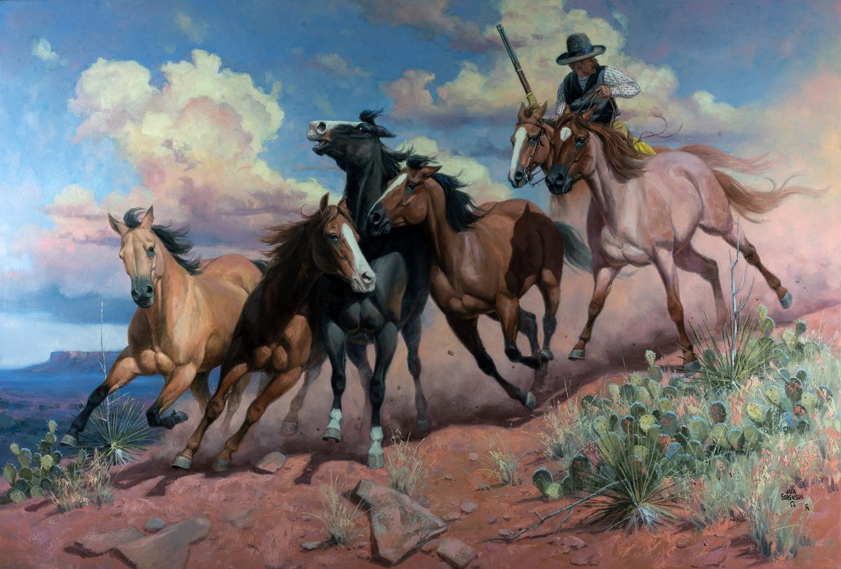 "Five Stolen Horses" by Jack Sorenson. (Courtesy of <a href="https://www.instagram.com/jacksorensonfineartactual/">©Jack Sorenson Fine Art, Inc</a>)