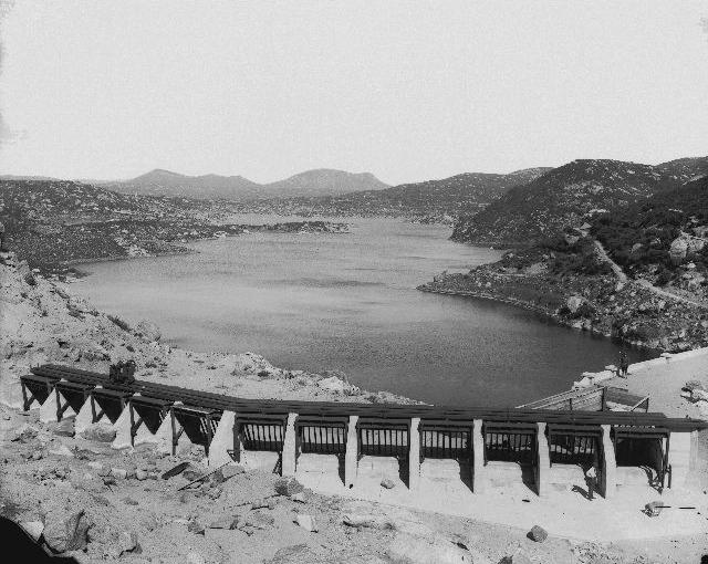 A photo of the Morena Reservoir in 1918 from the San Diego Historical Society. (Public Domain)