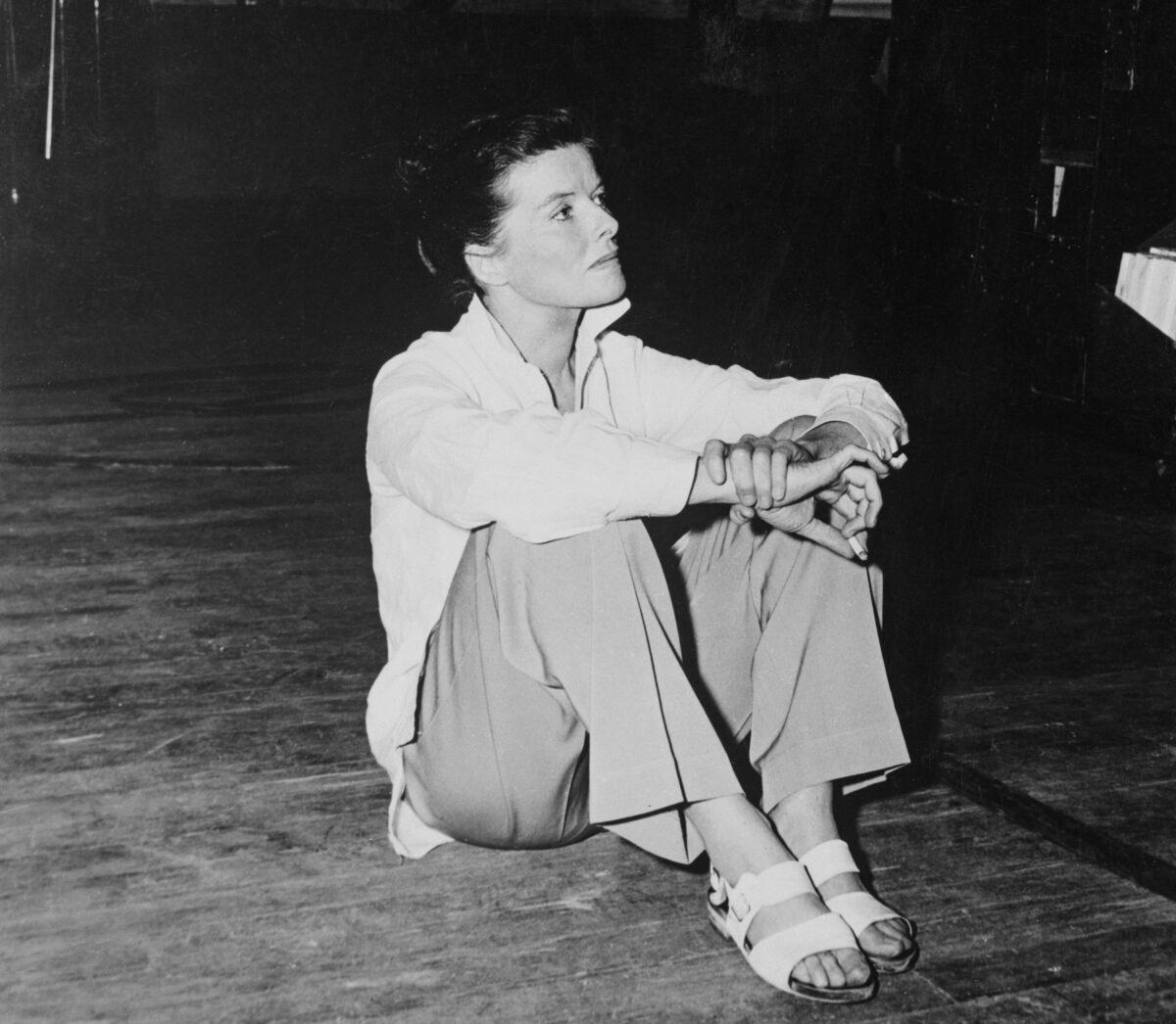 Actress Katharine Hepburn during the filming of "The Rainmaker," circa 1956. (Archive Photos/Getty Images)
