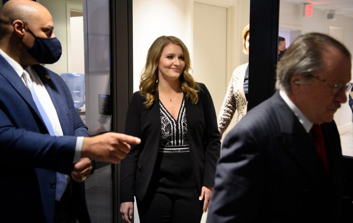 Attorney Jenna Ellis arrives for a press conference at the Republican National Committee headquarters in Washington, on Nov. 19, 2020. (Mandel Ngan/AFP via Getty Images)