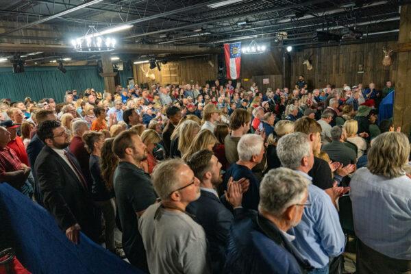 Florida Gov. Ron DeSantis drew a standing-room-only crowd to his book tour stop at the Adventure Outdoors gun store in Smyrna, Ga. on March 30, 2023. (Phil Mistry/The Epoch Times)