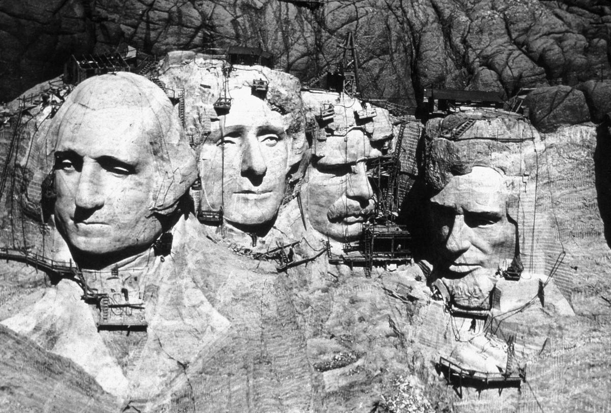 Mount Rushmore during its construction. (MPI/Getty Images)