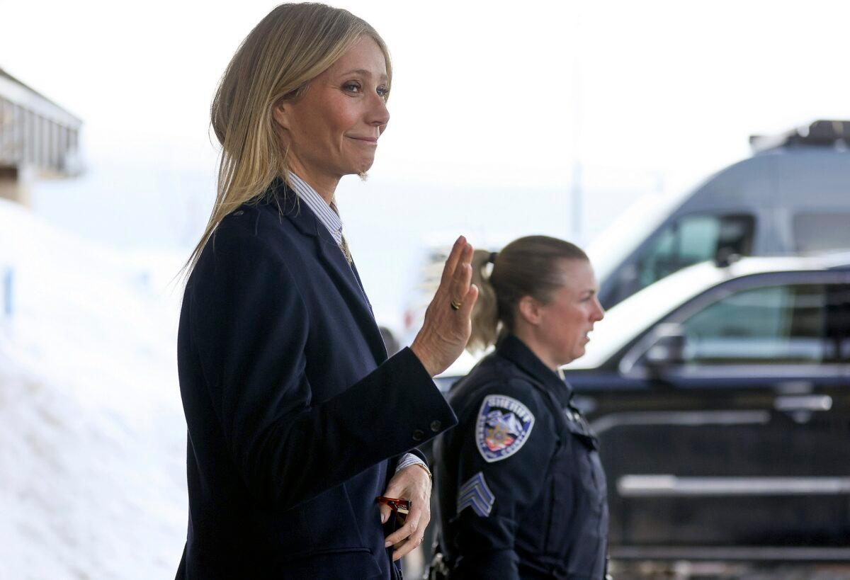Gwyneth Paltrow leaves court in Park City, Utah, on March 30, 2023. (Kristin Murphy/The Deseret News via AP)