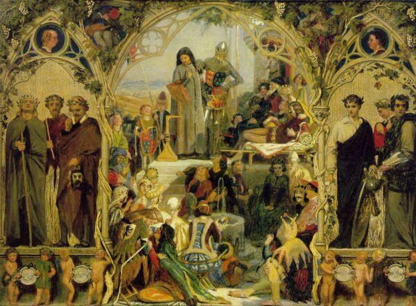 Poetry brings us delight and insight. “The Seeds and Fruits of English Poetry,” 1845, by Ford Madox Brown. Ashmolean Museum of Art and Archaeology on Beaumont Street, Oxford, England. (Public Domain)