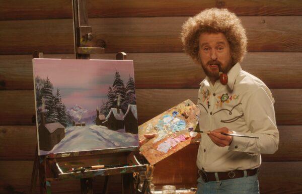 Carl Nargle (Owen Wilson) during filming of his painting program, in "Paint." (IFC Films)