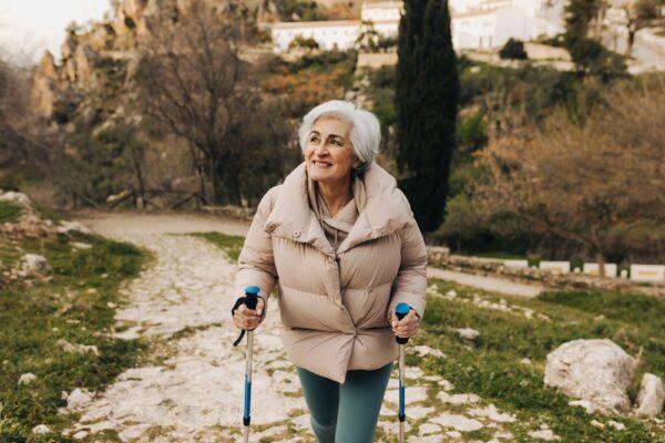 Octogenarian author of “The Swedish Art of Aging Exuberantly: Life Wisdom From Someone Who Will (Probably) Die Before You,” suggests simple and poignant advice for aging gracefully and embracing all the moments that you have left. (<a href="https://www.shutterstock.com/g/JLCo+Ana+Suanes">JLCo Ana Suanes</a>/<a href="https://www.shutterstock.com/image-photo/active-senior-woman-hiking-trekking-poles-2197616919">Shutterstock</a>)