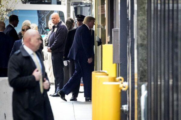 Former President Donald Trump arrives at Trump Tower on Fifth Avenue in New York City on April 3, 2023. (Drew Angerer/Getty Images)