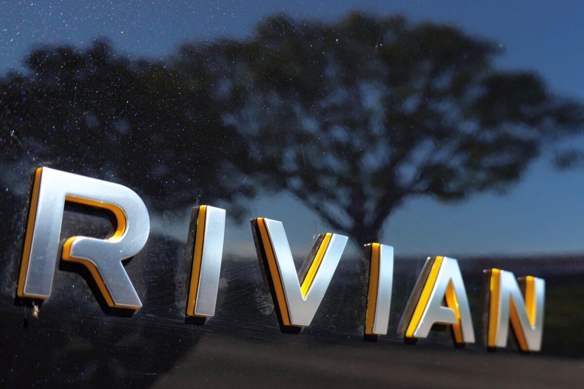 The Rivian name on one of the company's new electric SUV vehicles in San Diego on Dec. 16, 2022. (Mike Blake/Reuters)