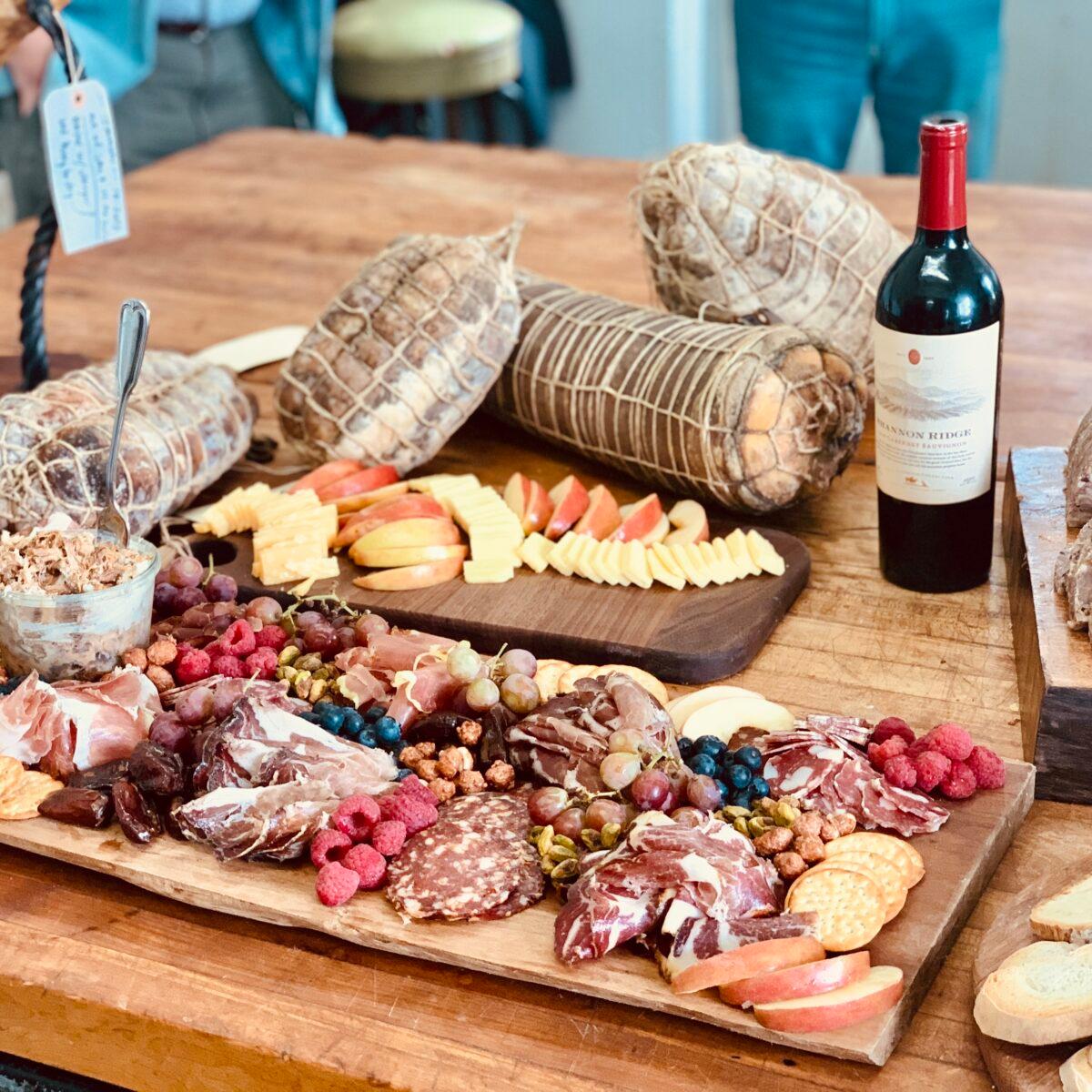 A charcuterie spread provided by Hand Hewn Farm for a workshop shows students the culinary uses of cured meat. (Courtesy of Hand Hewn Farm)
