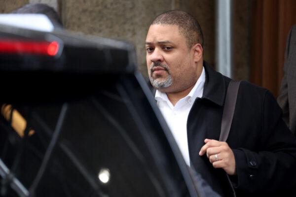 Manhattan District Attorney Alvin Bragg leaves his office in New York City on March 22, 2023. (Scott Olson/Getty Images)