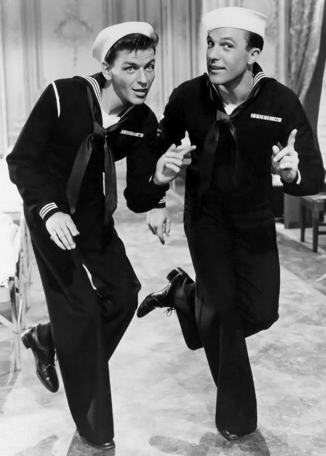 Frank Sinatra and Gene Kelly in the 1945 film "Anchors Aweigh." (Public Domain)