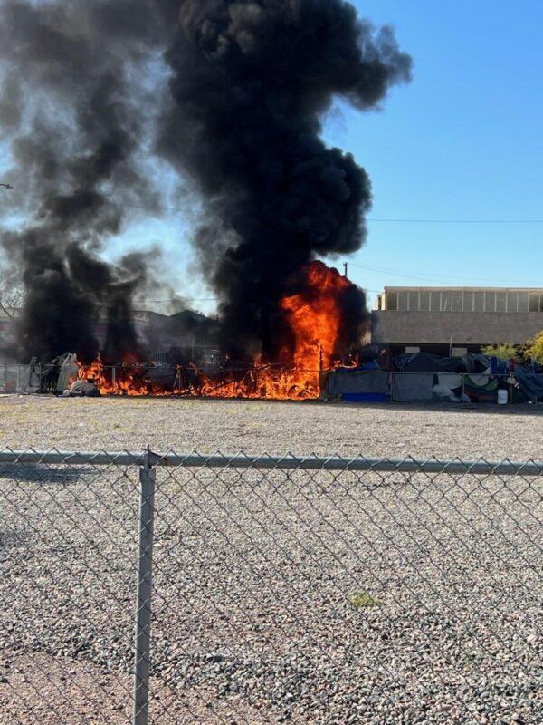 A dumpster fire contained the body of a man found murdered recently in the Zone. (Photos courtesy of Bill Morlan)