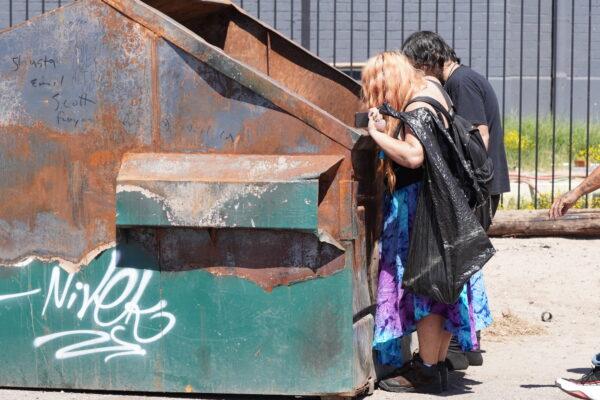 Unsanitary conditions plague the Zone on April 3, 2023. (Allan Stein/The Epoch Times)