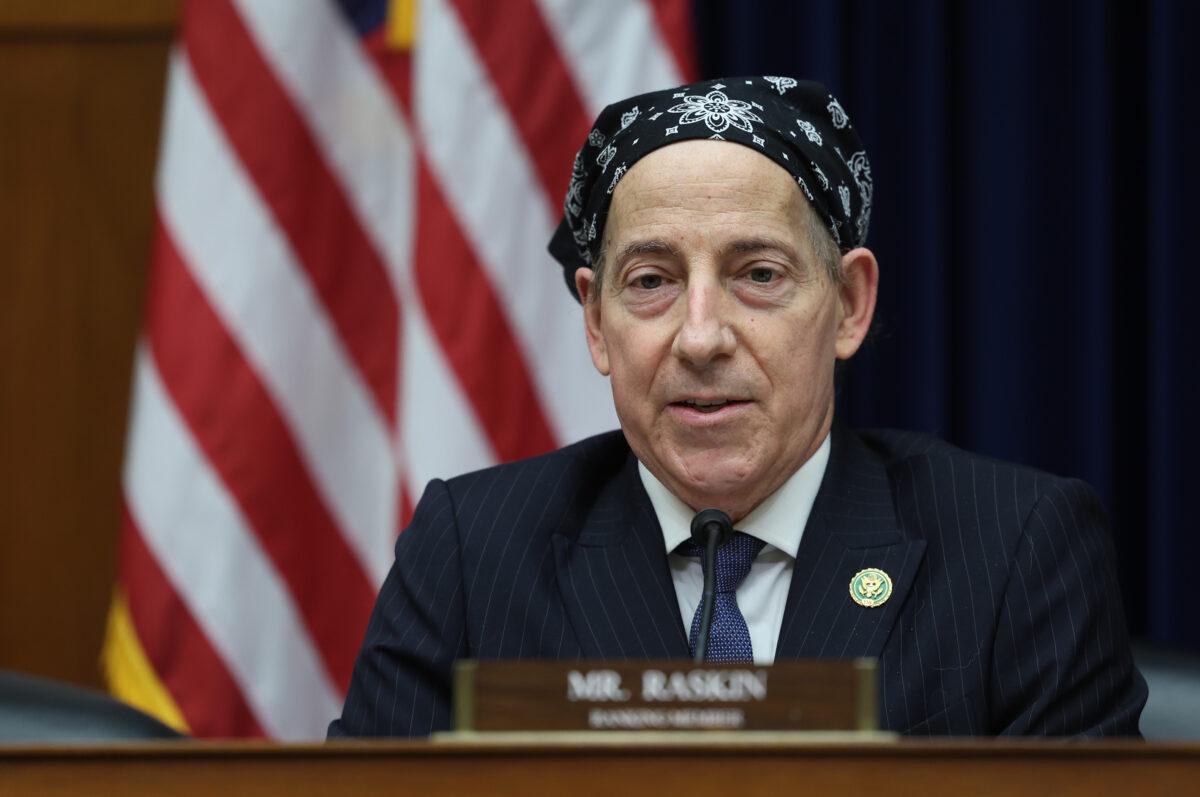 Rep. Jamie Raskin (D-Md.), ranking Democratic member on the House Committee on Oversight and Accountability, delivers remarks during a Committee meeting in the Rayburn House Office Building in Washington on Jan. 31, 2023. (Kevin Dietsch/Getty Images)