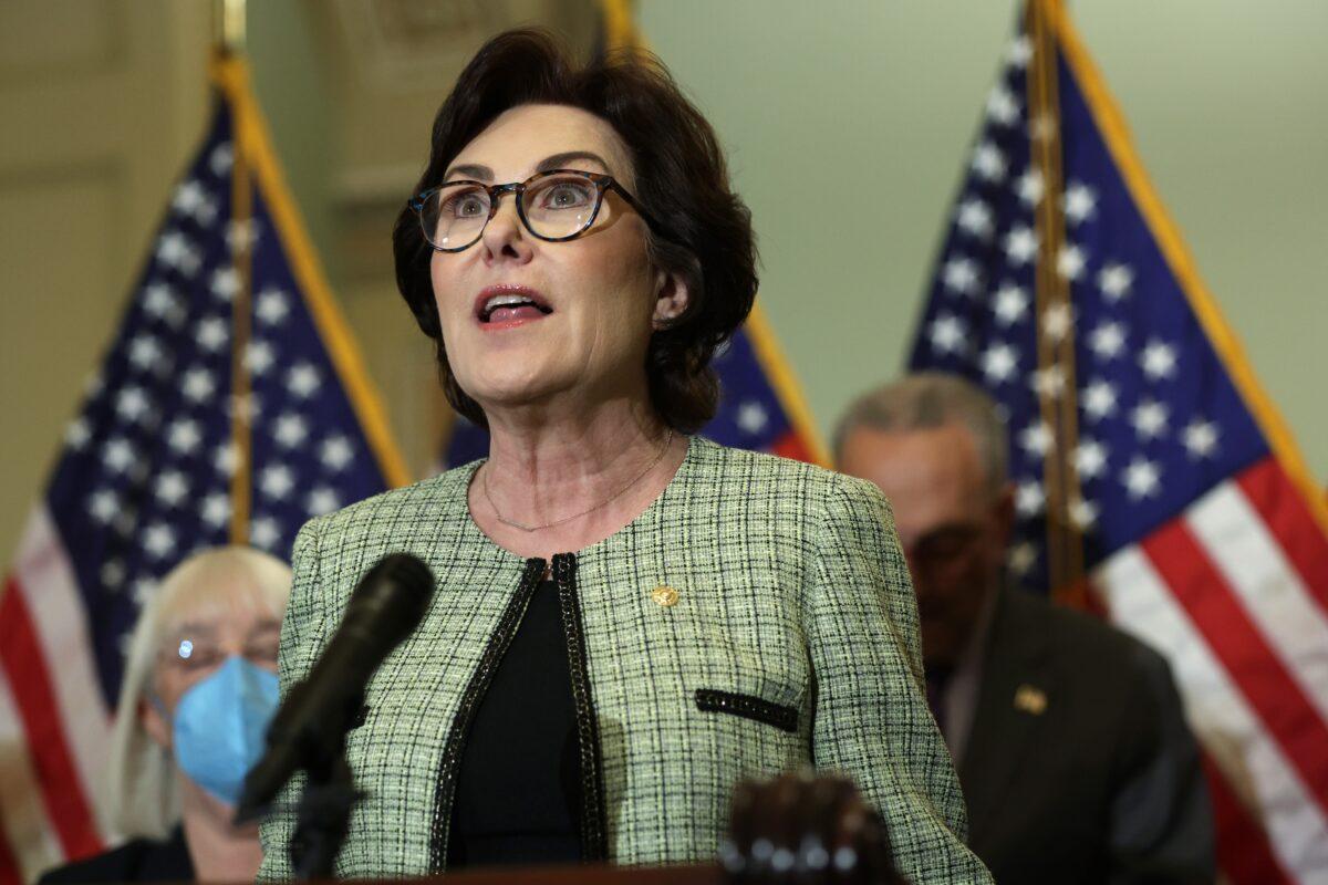 Sen. Jacky Rosen (D-Nev.) speaks to reporters in Washington on May 10, 2022. (Alex Wong/Getty Images)