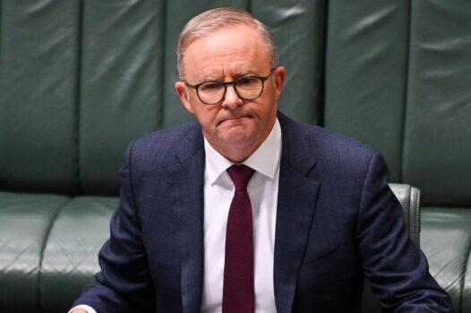 Australian Prime Minister Anthony Albanese reacts during Question Time at Parliament House in Canberra, Australia on March 30, 2023. (Martin Ollman/Getty Images)