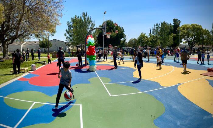 BJ’s Restaurants Give Old Basketball Court Colorful Refurbishment in Santa Ana