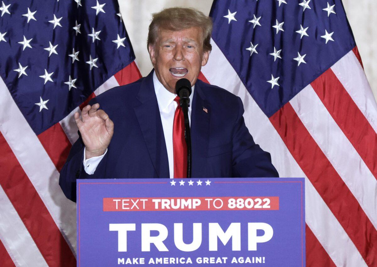 Former U.S. President Donald Trump speaks during an event at Mar-a-Lago April 4, 2023 in West Palm Beach, Florida. (Photo by Alex Wong/Getty Images)