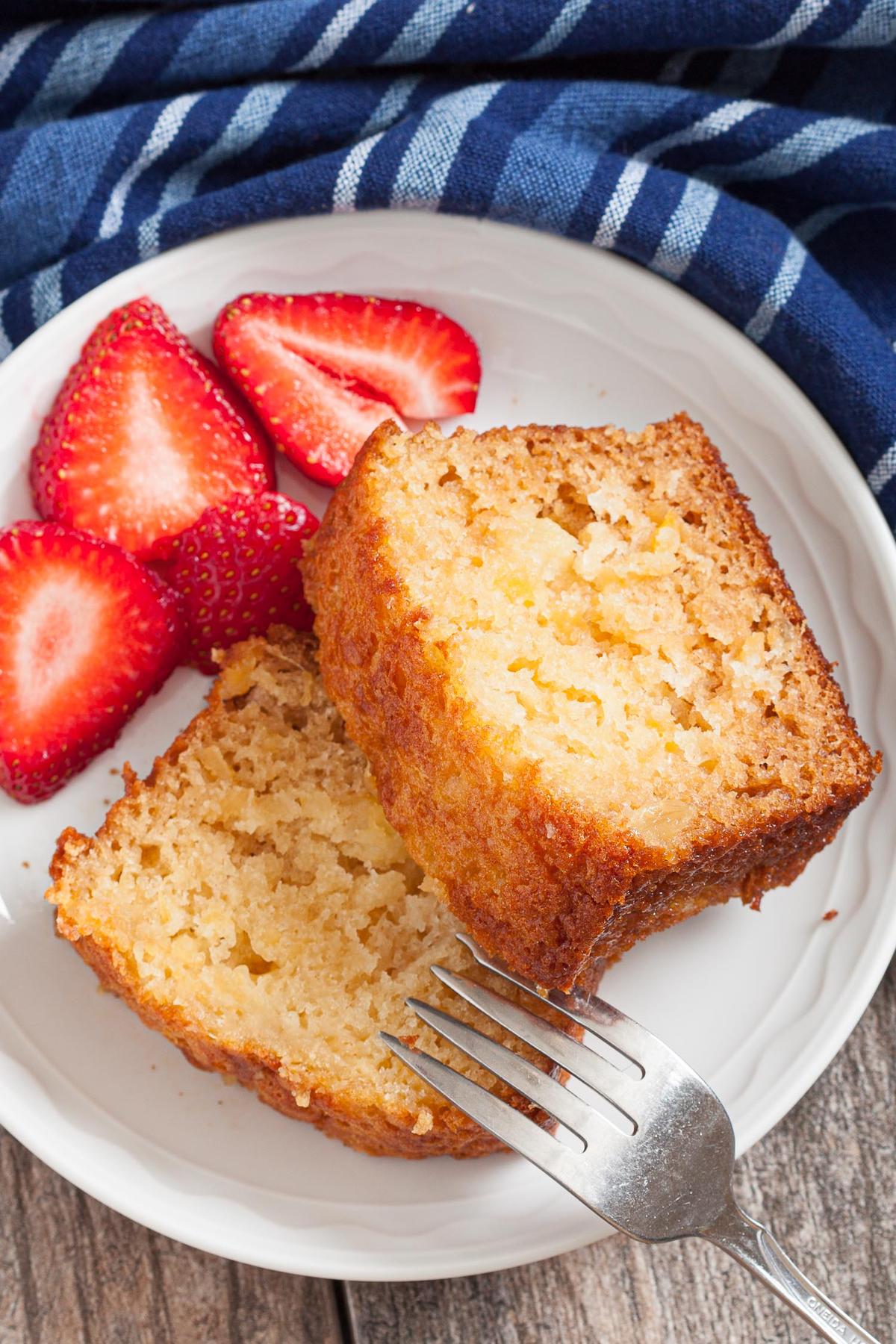 Juicy crushed pineapple is the secret ingredient to this perfectly moist pineapple cake. (Courtesy of Amy Dong)