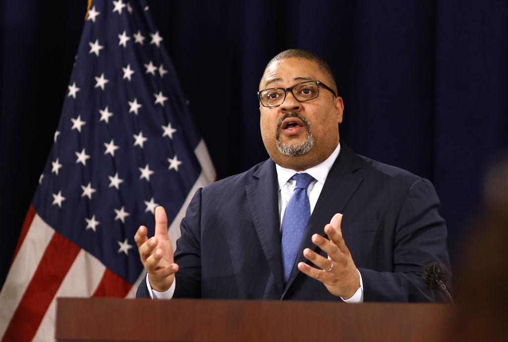 Manhattan District Attorney Alvin Bragg speaks during a press conference following the arraignment of former President Donald Trump in New York City on April 4, 2023. (Kena Betancur/Getty Images)