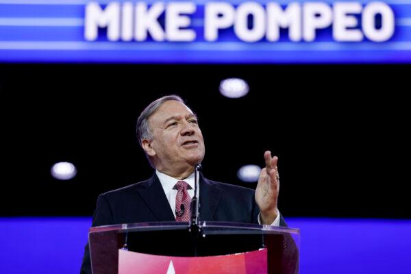 Former U.S. Secretary of State and Central Intelligence Agency (CIA) Director Mike Pompeo speaks during the annual Conservative Political Action Conference (CPAC) at the Gaylord National Resort Hotel And Convention Center in National Harbor, Md., on March 3, 2023. (Anna Moneymaker/Getty Images)