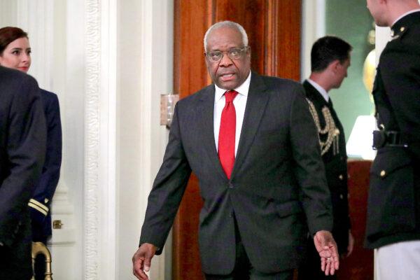 Supreme Court Associate Justice Clarence Thomas in the East Room of the White House on Oct. 8, 2018. (Chip Somodevilla/Getty Images)