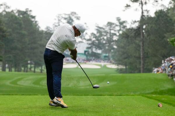 Brooks Koepka hits his tee shot on the seventh hole during the second round of the Masters golf tournament at Augusta National Golf Club in Augusta, Ga., on April 7, 2023. (Jae C. Hong/AP Photo)