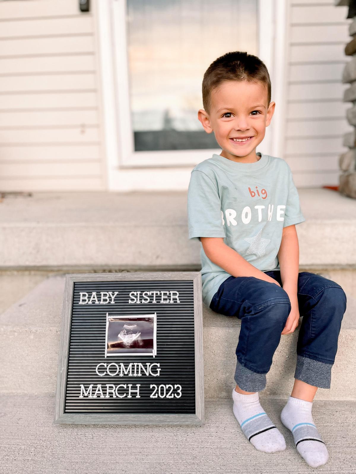Big brother Cameron is excited to welcome his baby sister. (Courtesy of Carolyn Clark)
