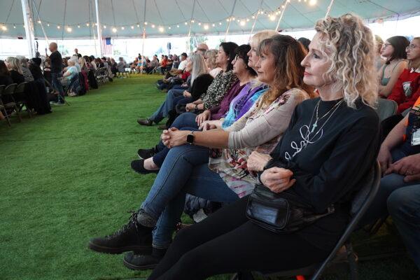 Evangelical Christians listen as Tennessee-based Pastor Mario Murillo delivers a sermon in Bakersfield, Calif., on March 12, 2023. (Allan Stein/The Epoch Times)