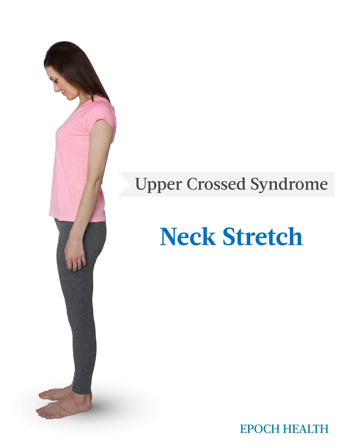 Stretches to correct upper crossed syndrome and relax muscles: neck stretch. (The Epoch Times)