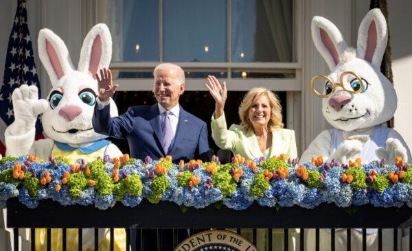 President Joe Biden and First Lady Jill Biden attend the annual Easter Egg Roll on the South Lawn of the White House in Washington on April 10, 2023. (Drew Angerer/Getty Images)