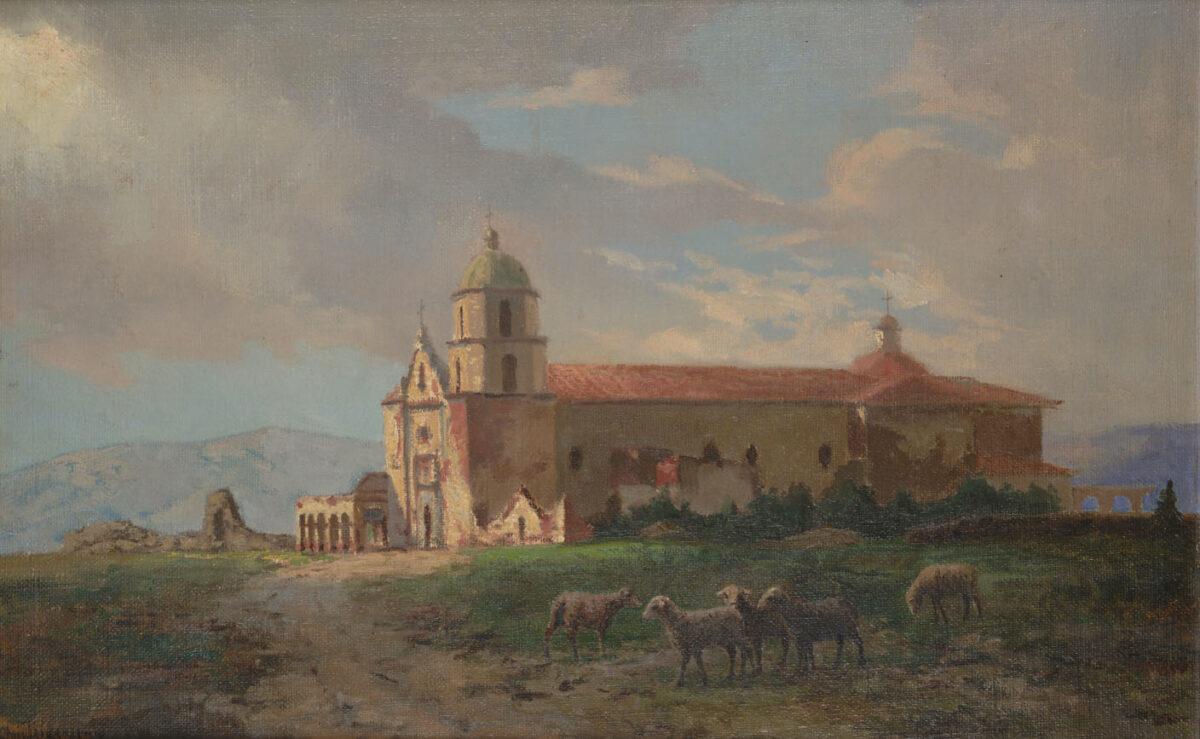 An oil painting of Mission San Luis Rey de Francia circa 1910. (Public Domain)