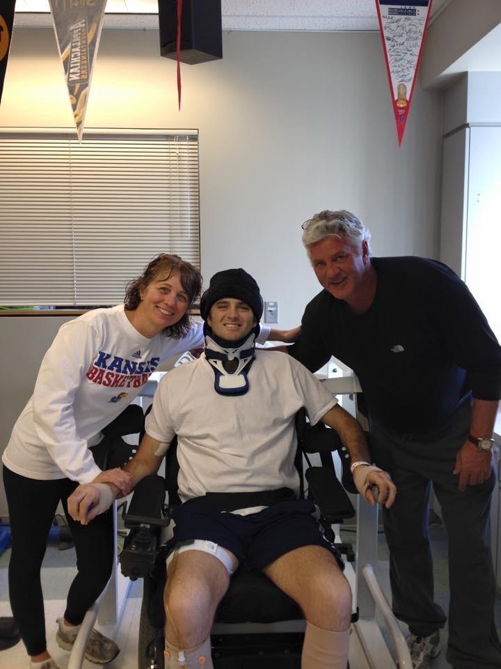 Jerod Nieder with his parents. (Courtesy of <a href="https://positivelyparalyzed.org/">Hanna and Jerod Nieder</a>)