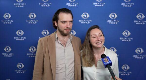 Dorian Nizon, a doctor, and Léna Renard, a psychologist, attended Shen Yun in Nantes on April 5, 2023. (NTD)
