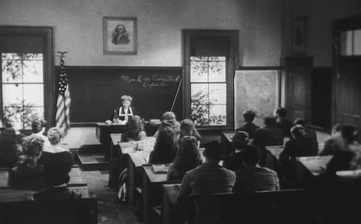 A cropped screenshot from "Cheers for Miss Bishop" (1941). (Public Domain)