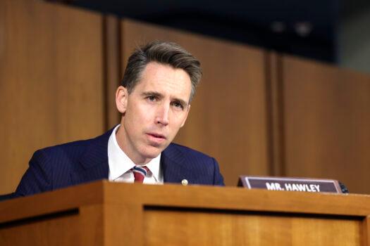 Sen. Josh Hawley (R-Mo.) at a Senate Judiciary Committee hearing on Capitol Hill in Washington on Sept. 13, 2022. (Kevin Dietsch/Getty Images)