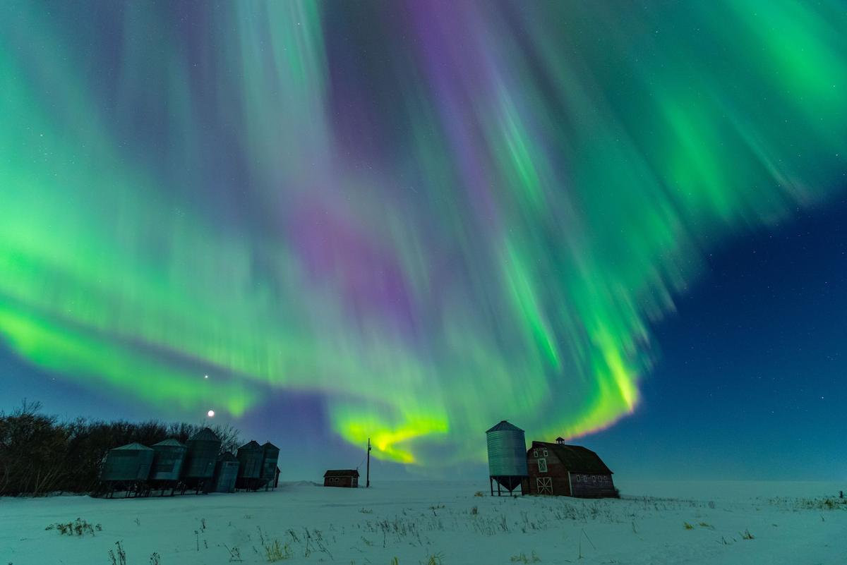 Aurora borealis light up the sky over Saskatchewan, Canada. (Courtesy of <a href="https://www.facebook.com/5elementsxposure">Gunjan Sinha</a>)