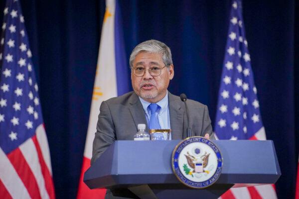 Philippine Secretary of Foreign Affairs Enrique Manalo attends a press conference at State Department in Washington on April 11, 2023. (Madalina Vasiliu/The Epoch Times)