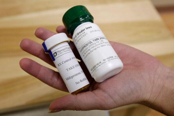 Bottles of abortion pills mifepristone (L) and misoprostol (R) at a clinic in Des Moines, Iowa, on Sept. 22, 2010. (Charlie NeibergallAP Photo)