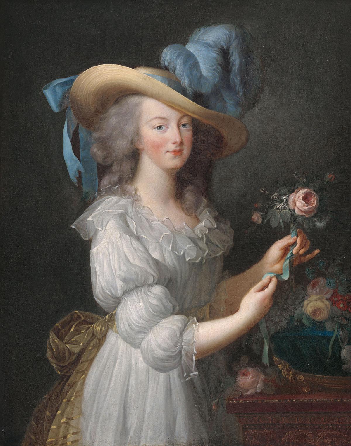 “Marie Antoinette in a Chemise Dress,” after 1783, by anonymous painter after Élisabeth-Louise Vigée Le Brun. Oil on canvas. Timken Collection, National Gallery of Art, Washington. (Public Domain)