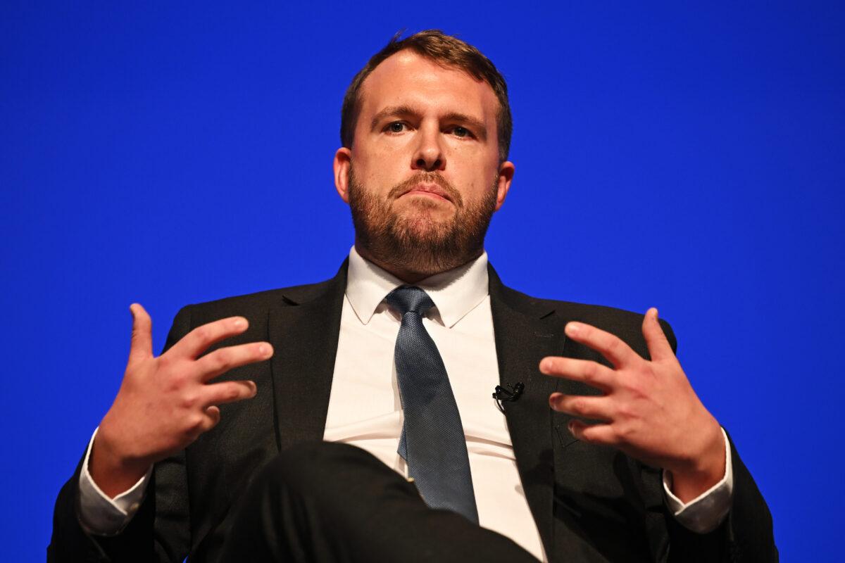 Jonathan Gullis, MP for Stoke-on-Trent North, attends an education panel at the Conservative Party Conference in Birmingham, United Kingdom, on Oct. 4, 2022. (Leon Neal/Getty Images)
