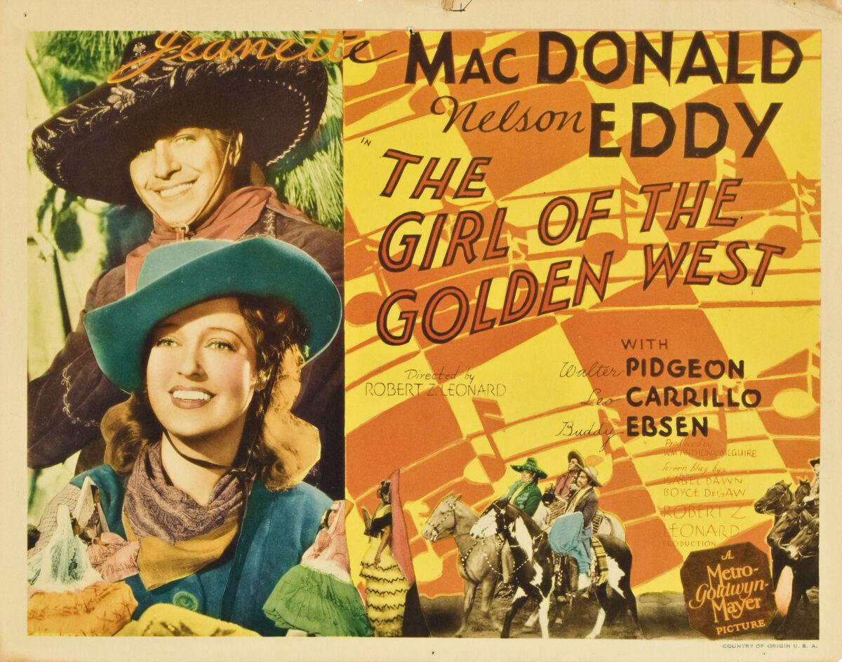 Lobby card for "The Girl of the Golden West" from 1938. (MovieStillsDB)