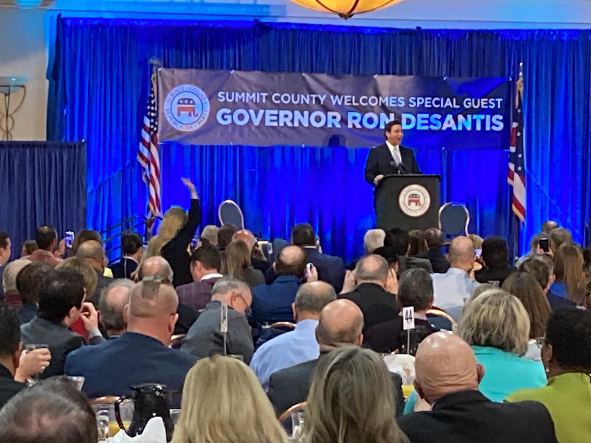 DeSantis Decries ‘Woke-Mind Virus’ in Speech to Ohio Republican Faithful