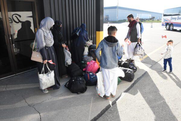 Afghan refugees arrive in Canada on a chartered flight from Pakistan on April 12, 2023. (Courtesy of Immigration, Refugees, and Citizenship Canada)