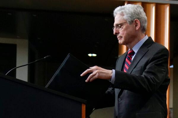 Attorney General Merrick Garland arrives to speak at the Department of Justice in Washington on April 13, 2023. (Evan Vucci/AP Photo)