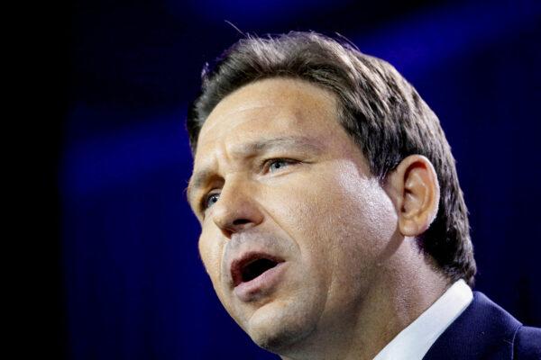 Republican Florida Gov. Ron DeSantis speaks during his 2022 U.S. midterm elections night party in Tampa, Fla., on Nov. 8, 2022. (Marco Bello/Reuters)